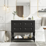 36" Bathroom Vanity Cabinet Sink Combo Set, Undermount Ceramic Sink, Free Standing Vanity Set N710P250654B