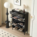 Large size Shoe Cabinet,Free Standing Tipping Bucket Shoe Rack Organizer with 2 Flip Drawers&2 W2516P270525