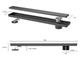 36 Inch Offset Linear Drain with Reversible Flat & Tile Insert Cover, 304 Stainless Steel W2287P480795