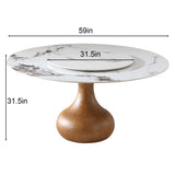 Modern Marble Dining Table, 59" Round Sintered Stone Table for Dining Room, Kitchen, Dinette, 84533567