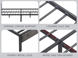 Queen Bed Frame Storage Headboard, Charging Station and LED Lights, Upholstered Platform Bed 09464391