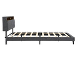 KING -Size Upholstered Platform Bed Frame with a Modern Button-Tufted Linen Fabric Headboard,USB W311P285483