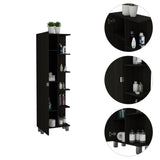 Urano Mirror Linen Cabinet, Four Interior Shelves, Five External Shelves -Black B07091988