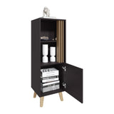 Vance 47" High One Door Cabinet with Two Open Shelves Dark Wengue - Light Oak B070P254781