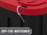(2 pack) 27 Gallon Large Storage Bin with Snap Lid, Black and Red, Heavy Duty Plastic Storage 00877664