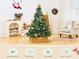 Artisanal Woven Hyacinth Christmas Tree Collar - 28in Natural Rattan & Wicker Tree Skirt/Base Cover 27755571