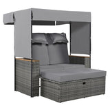 ZNTS 2-Piece Rattan Outdoor Patio Bench Lounge Roof Set, Effective UV Protection Fabric & Waterproof 92025317