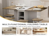 5 Pieces Folding Extendable Dining Table Set with 4 Chairs for 4 Peoples, 55'' Drop Leaf Wood 44378829