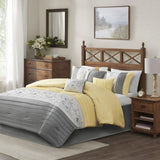 Embroidered 7 Piece Comforter Set Yellow King B03596981
