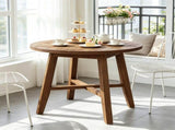 31.5 Inch Farmhouse Round Dining Table, Wood Kitchen Table for 2 to 4 People 05017996
