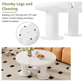 ON-TREND 39.4'' Easy Assembly Round Petal-Shaped Coffee Table, Cream Style Center Table with 3 N721P190396K