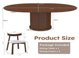 59" Extendable Oval Dining Table Set with 4 Walnut Chairs, 47-59" Rail-Free Expandable Table & 50928517