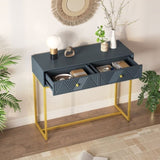 TREXM Modern Sleek Console Table Two Drawers with Stripe Design for Living Room and Entryway N715P201976E