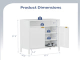 () 2 Cabinet Doors 1 Shelf Metal Shoe Cabinet 31.5*14.6*37.3in White 68059765