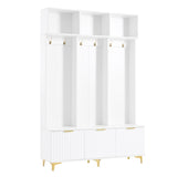 ON-TREND Modern Large Storage Hall Tree with Bench, Multi-functional Storage Bench with High Gloss N721P180460K