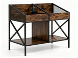2-Tier Vinyl Record Storage Rack, Industrial Wood & Metal Record Display Stand with Anti-Tipping 67222313