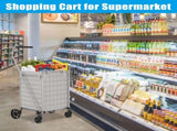 Shopping Cart with Shelf,Grocery Cart on Wheels, Foldable Utility Shopping Carts with Double Basket 83512660