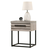 Alvear Contemporary Wood Nightstand with Metal Base, One Size, Nightstand ONLY, Weathered Gray T2574P225177