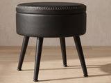 Round Storage Vanity Stool, Ink Black on Ink Black 53933755