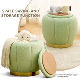 Storage Ottoman, Modern Round Floral Footrest with Soft Padded Seat, Teddy Velvet Footstool, Accent 38992663