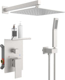 Rainfall Shower System With Storage Rack 10 inch Shower Faucet Set Matte Black High Pressure 23283289