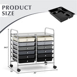 12-Drawer Rolling Storage Cart - 2-Row 10-Storey, Multicolor Drawers, 4 Wheels , -Gray 77795797