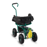 Rolling Garden Cart with Cushioned Backrest & Seat, Outdoor Gardening Stool for Planting, Garden 41309399