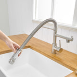 Commercial Style Kitchen Faucet with Pull Down Sprayer, Brushed Nickel Commercial Kitchen Faucet, W1932P300394