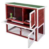 ZNTS Wood Rabbit Hutch, Pet Playpen with 2 Stories, Ramp, Doors, Pull-out Tray, Water Bottle, Outdoor W2181P153136