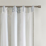Cotton Printed Curtain Panel with Chenille Stripe and Lining B035129657