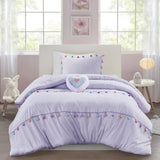 Tassel Comforter Set with Heart Shaped Throw Pillow Full/Queen B035P294223