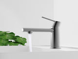 Gun Gray Single Handle Bathroom Faucet for 1 or 3 Holes ,Fountain and Flow Mode 2-in-1 function,Deck 16259621
