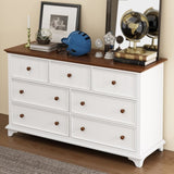 Wooden Captain Seven-Drawer Dresser for Bedroom, Living Room, Kids' Room, WhiteWalnut WF317050AAK
