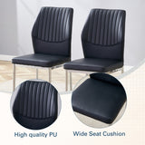 4-piece set of black silver light luxury PU dining chairs ergonomic backrest, 36.7 inches high, W1151P282690