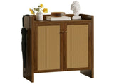 42.5" Tall Rattan Shoe Cabinet with Doors, 6-Tier Wooden Freestanding Shoe Storage Organizer with 98014066