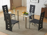 5 Pieces Dining Table Set for 4, Kitchen Room Tempered Glass Dining Table, 4 34557652