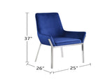 Set of 2 Blue Velvet Upholstered Side Chairs in Mirrored Silver Finish B016P324715