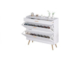 Shoe, 16 Pair Shoe Rack Storage Organizer with 2 Flip Drawers, White Entryway Shoe Storage 61976300