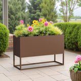 47*18*18 inch Large Mental Rectangular Planter with Shelves and Drainage Holes for Indoor/Outdoor W3077P276898