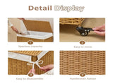 125L Laundry Hamper with Lid and Wheels, Woven Rattan Rolling Laundry Hamper 66774559