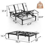 Zero-Clearance Adjustable Bed Base Frame Head and Foot Incline Quiet Motor Queen Size Zero Gravity, W1038P241393