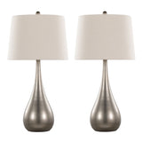 Pebble 29" Contemporary Metal Table Lamp in Aged Pewter with Natural Linen Shade from Grandview B202P224118