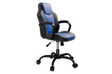 Gaming Office Chair Blue And Black Faux Leather 1pc Chairs Casters Plush Padded Chair w Arms B011P367182