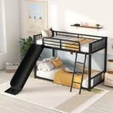Metal Bunk Bed with Slide, Twin over Twin, Black MF285671AAB