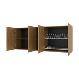 Natural Oak Wall Cabinet kitchen in Melamine with 4-Door and Open Storage B062P290289