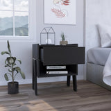 Joy Nightstand , End Table, Side Table Four Legs, One Open Shelf, One Drawer -Black B20091917