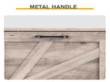 Barn door with 4 flip-down drawers, black metal single-sided handle melamine particleboard black 85826023