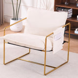 2 Chairs in 1 Box, Upholstered Hanging Armchair with Arm PocketsMetal frame, gold-plated W1901P147316