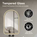 32"x60"Arched LED Mirror for Bathroom,Time and temperature display, Backlight, Anti-Fog, Dimmable, W2709P329053