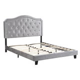 Upholstered Bed Button Tufted with Curve Design - Strong Wood Slat Support - Easy Assembly - Light W2297P268386